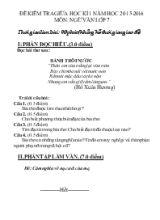 Đề kiểm tra giữa học kì 1 năm học 2015-2016 môn Ngữ văn lớp 7
